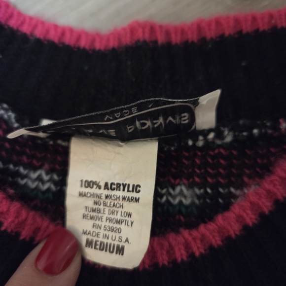 Vintage Jane Adams Cat Knit Sweater MEDIUM Made in USA Grannycore Crazy Cat Lady - Picture 8 of 10